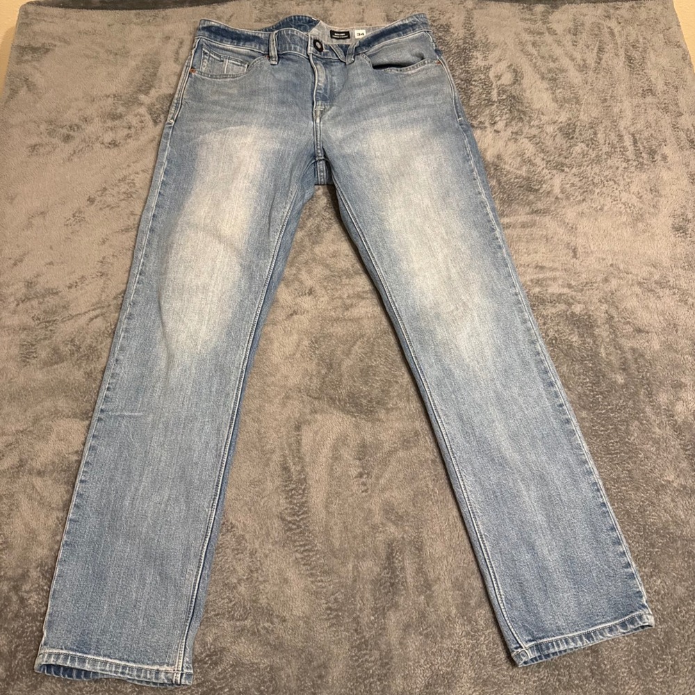 Volcom Solver Modern‎ Straight Jeans Mens 34x31 Light Wash Denim